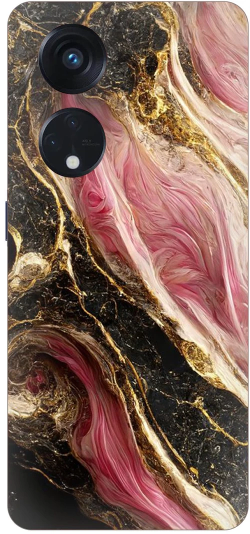 Marble Black-Pink Silicone Case θήκη για OPPO Reno8 T 5G
