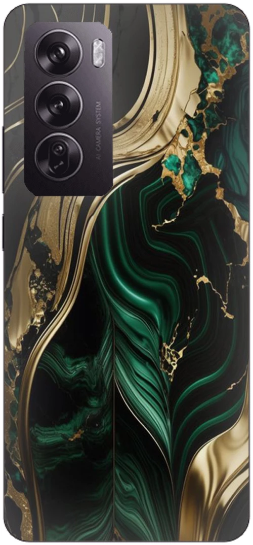 Marble Green-Gold Silicone Case θήκη για OPPO Reno12 Pro 5G