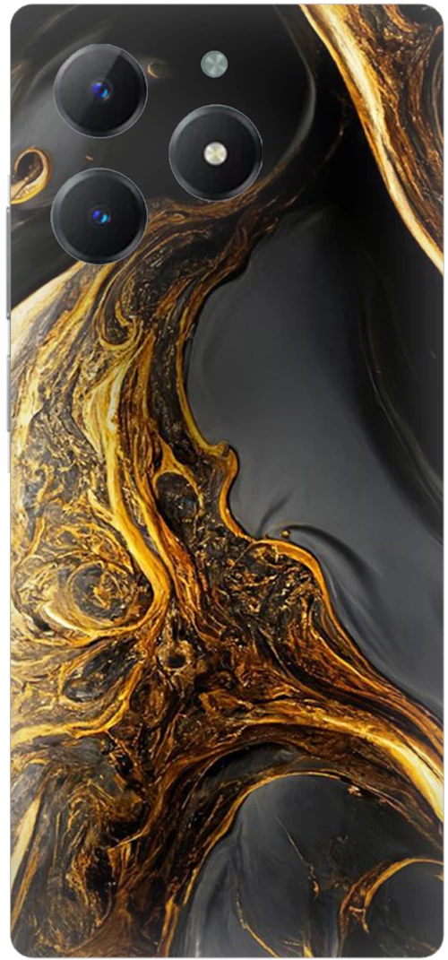 Marble Black-Gold Silicone Case θήκη για Realme C61 4G