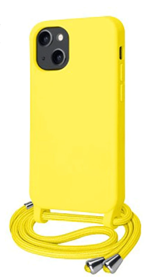 Cord Silicone back cover Case με κορδόνι Θήκη για Iphone 16 yellow