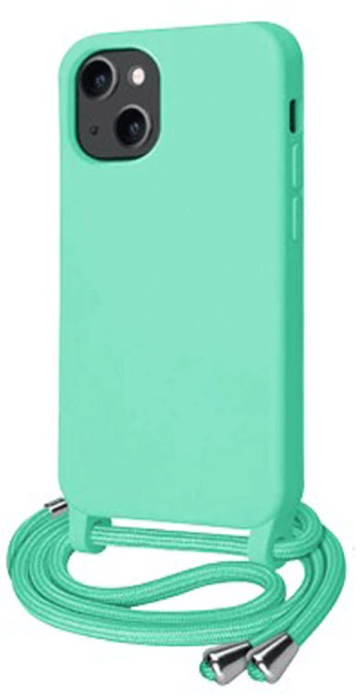 Cord Silicone back cover Case με κορδόνι Θήκη για Iphone 16 mint