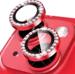 Diamond Rhinestone Camera Protector Τζαμακι για Iphone 15 red