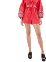 AUGUST SHORTS WOMEN AUGUST ΚΟΚΚΙΝΟ- ΛΕΥΚΟ- ΠΡΑΣΙΝΟ (S22A3020)