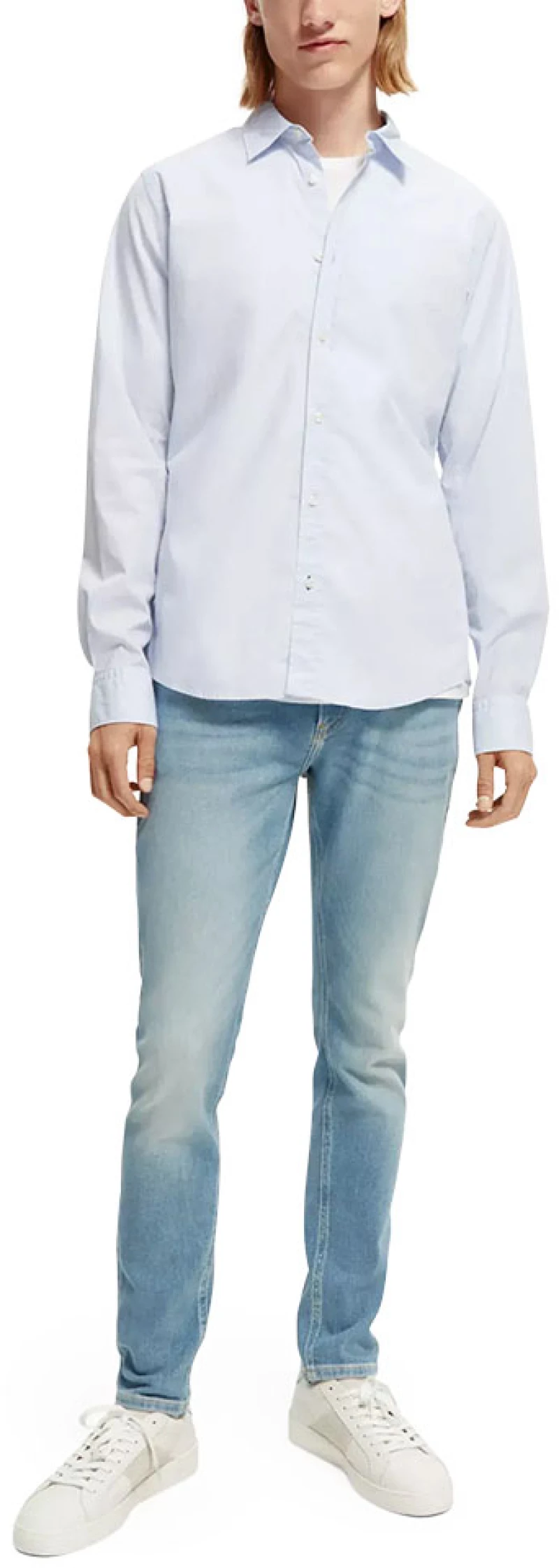 SCOTCH n SODA ESSENTIAL SOLID SLIM FIT SHIRT MEN SCOTCH & SODA ΣΙΕΛ (179006-0765)