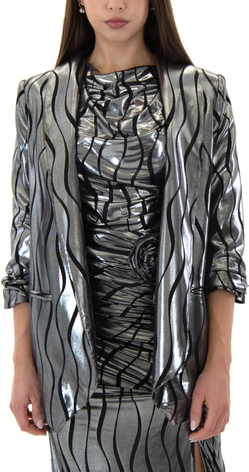 ZOYA METALLIC PRINTED BLAZER WOMEN ZOYA ΑΣΗΜΙ- ΜΑΥΡΟ (1461.210.0564-SILVER)
