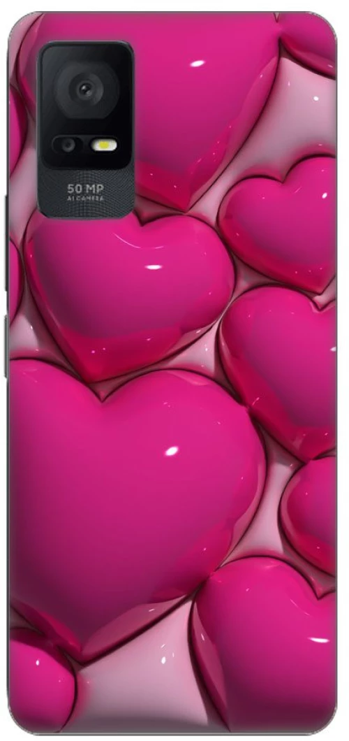 Pink Hearts  Silicone Case θήκη για TCL 406