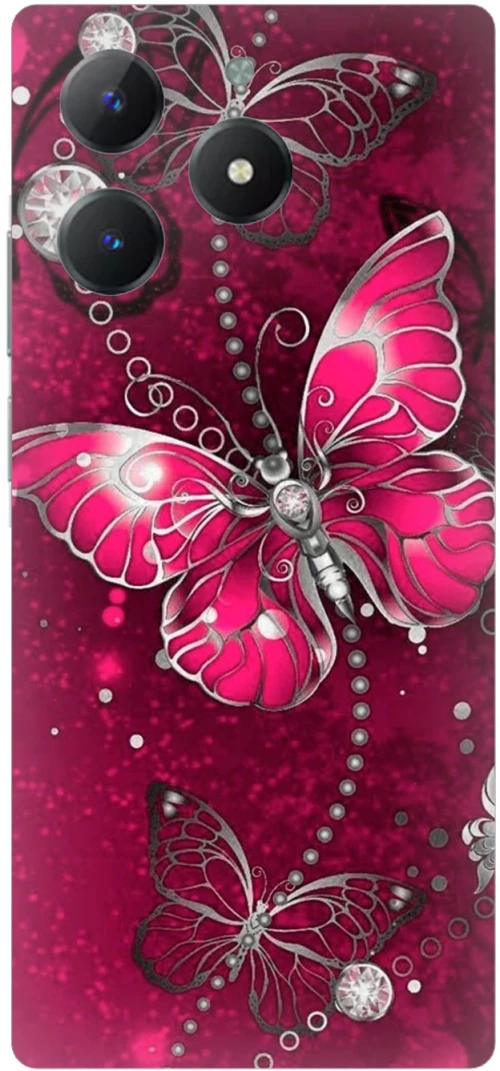 Butterfly Fuchsia Silicone Case θήκη για Realme C61 4G