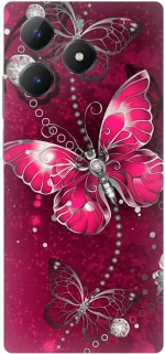 Butterfly Fuchsia Silicone Case θήκη για Realme C61 4G