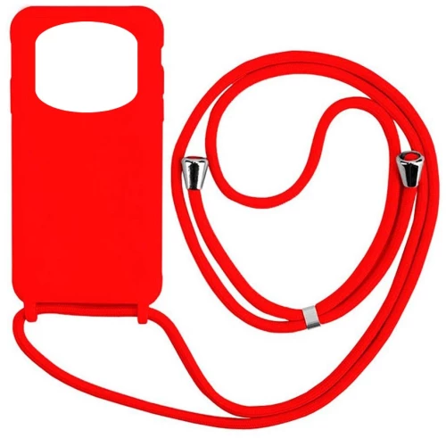 Cord Silicone back cover θηκη με κορδόνι για Xiaomi Note 14 Pro 5G red