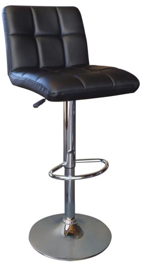 Σκαμπό BAR με Πλάτη, Χρώμιο, PU Μαύρο, Ρυθμιζόμενο Ύψος, Περιστρεφόμενο LINO Woodwell 44x50x62/92-83/113υψ 12724ΕΜ412,1