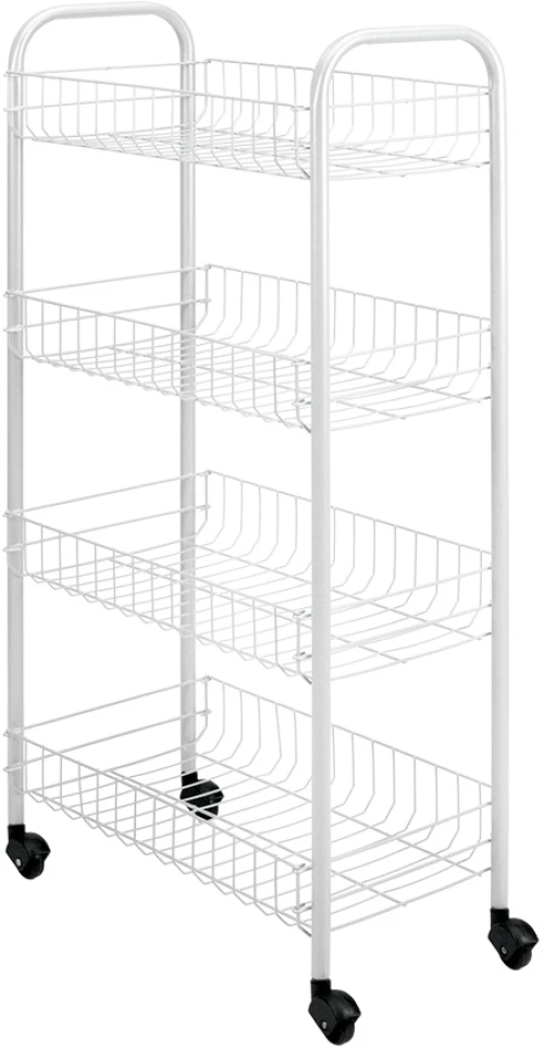 Τρόλλευ 4 Ράφια Συρμάτινο Λευκό 41x26x86υψ Pisa Metaltex 340634
