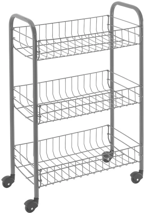 Τρόλλευ 3 Ράφια Συρμάτινο Γκρι 41x23x63υψ Siena Metaltex 340513