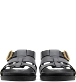 BACALI COLLECTION LEATHER FLAT SANDALS WOMEN BACALI COLLECTION ΜΑΥΡΟ (BCL-K24-24-BLACK-L)