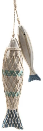 Διακοσμητικά Ξύλινα Κρεμαστά Ψάρια 32,5cm