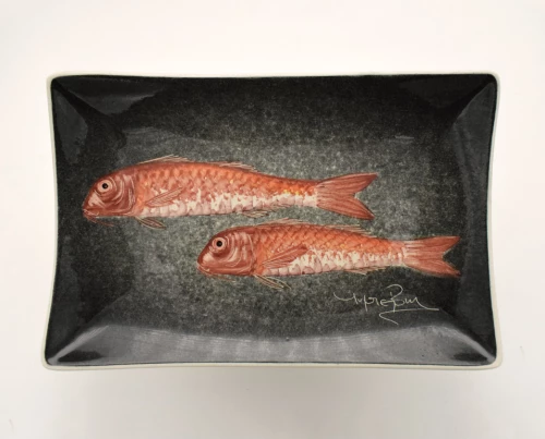 Πιάτο Παραλληλόγραμμο Κεραμικό Χειροποίητο Μπαρμπούνι Μαύρο - 24cm