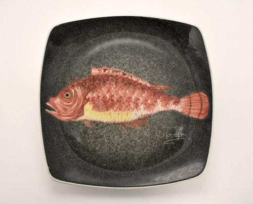 Πιάτο Τετράγωνο Κεραμικό Χειροποίητο Σκορπίνα Μαύρο - 20cm