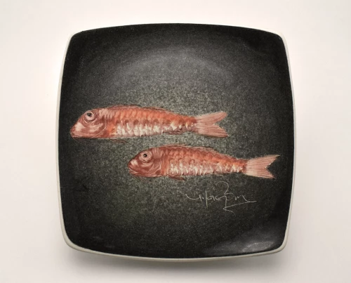 Πιάτο Τετράγωνο Κεραμικό Χειροποίητο Μπαρμπούνι Μαύρο - 29cm