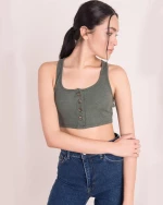 Γυναικείο crop top με διακοσμητικά κουμπιά 47% βαμβάκι