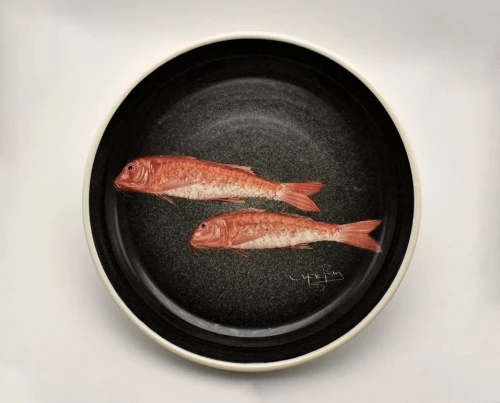 Πιατέλα Κεραμική Χειροποίητη Μπαρμπούνι Μαύρο - 27cm