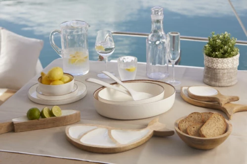 Marine Business Μπολ Στρογγυλό Ψάρι Cocoa Λευκό (Σετ 2 τμχ.)