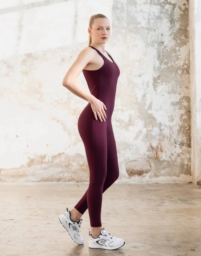 Cross Braces Jumpsuit Push-Up και Σμίλευσης Lismina 1903 Damson