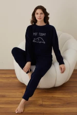 Πιτζάμα Γυναικεία Homewear Not Today W01017 - ΜΠΛΕ ΣΚΟΥΡΟ