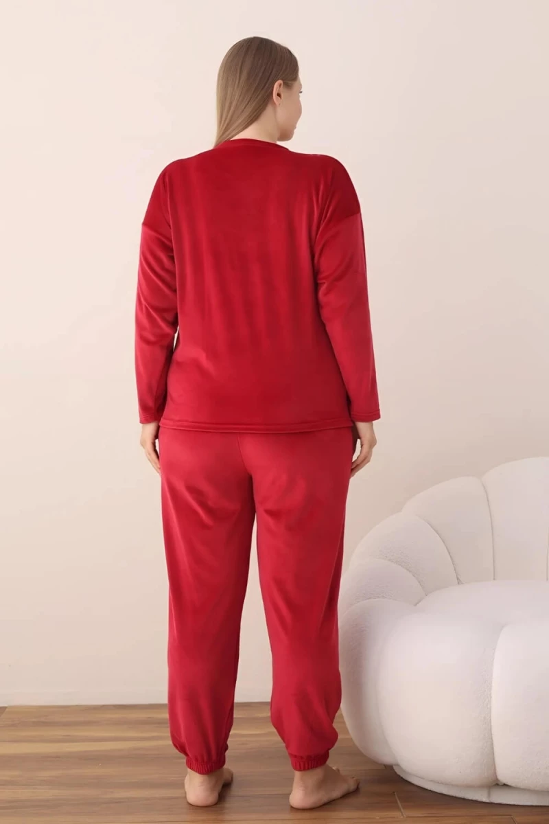 Πιτζάμα Γυναικεία Homewear Βελουτέ 3112 - ΚΡΑΣΟΥΛΙ