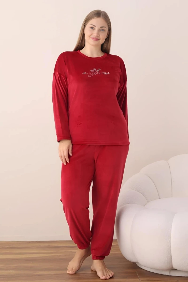 Πιτζάμα Γυναικεία Homewear Βελουτέ 3112 - ΚΡΑΣΟΥΛΙ