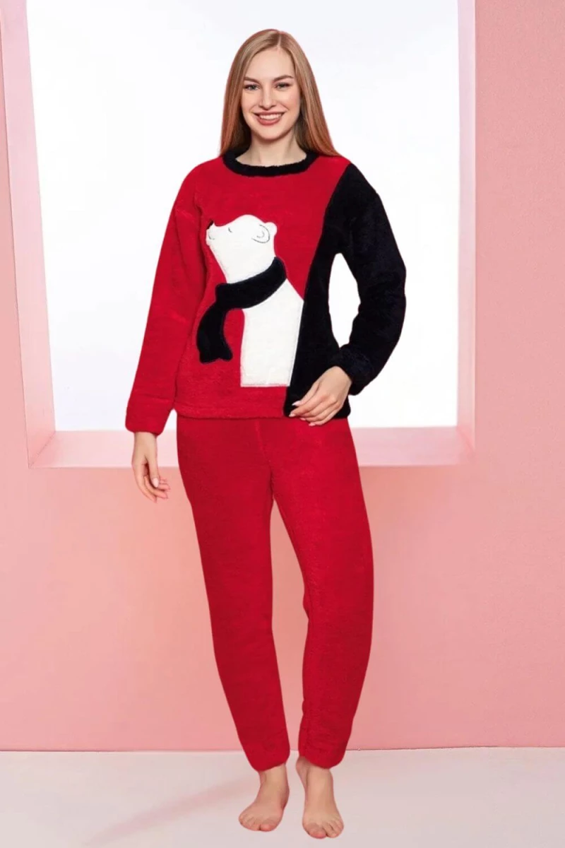 Πιτζάμα Γυναικεία Fleece W8177 - ΚΟΚΚΙΝΟ