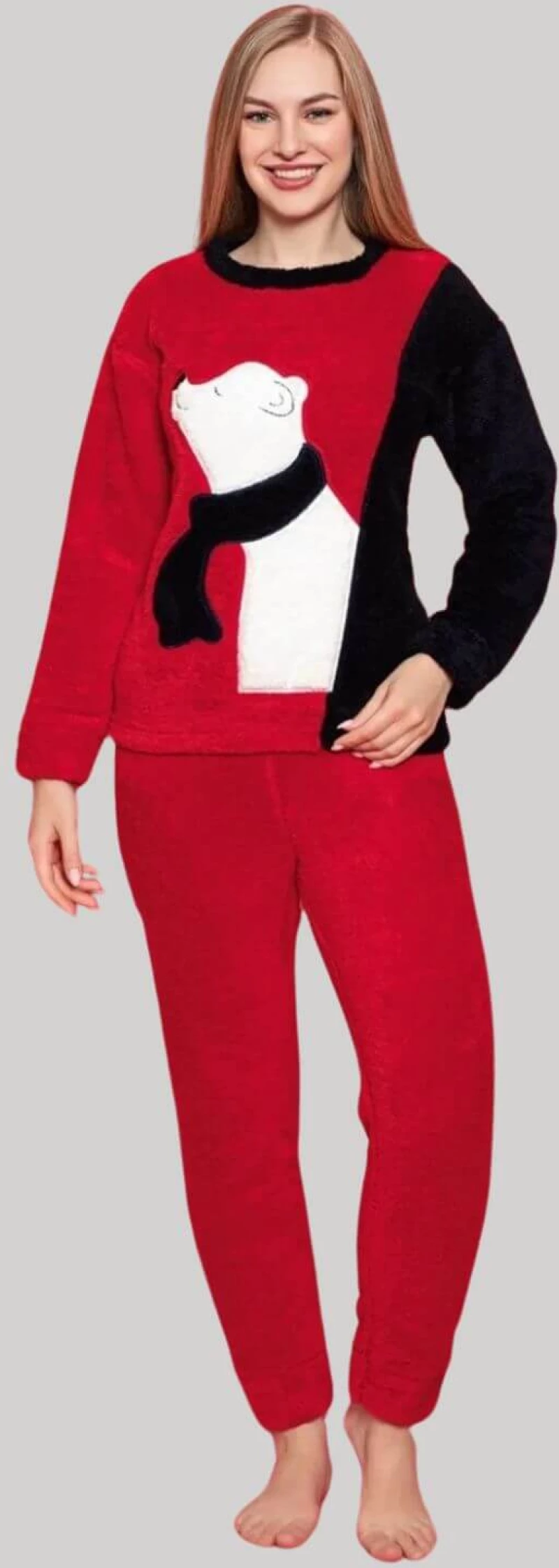 Πιτζάμα Γυναικεία Fleece W8177 - ΚΟΚΚΙΝΟ