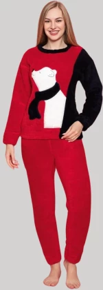 Πιτζάμα Γυναικεία Fleece W8177 - ΚΟΚΚΙΝΟ