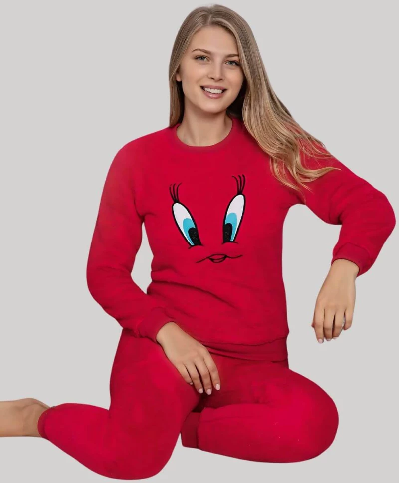 Πιτζάμα Γυναικεία Fleece W8170 - ΚΟΚΚΙΝΟ