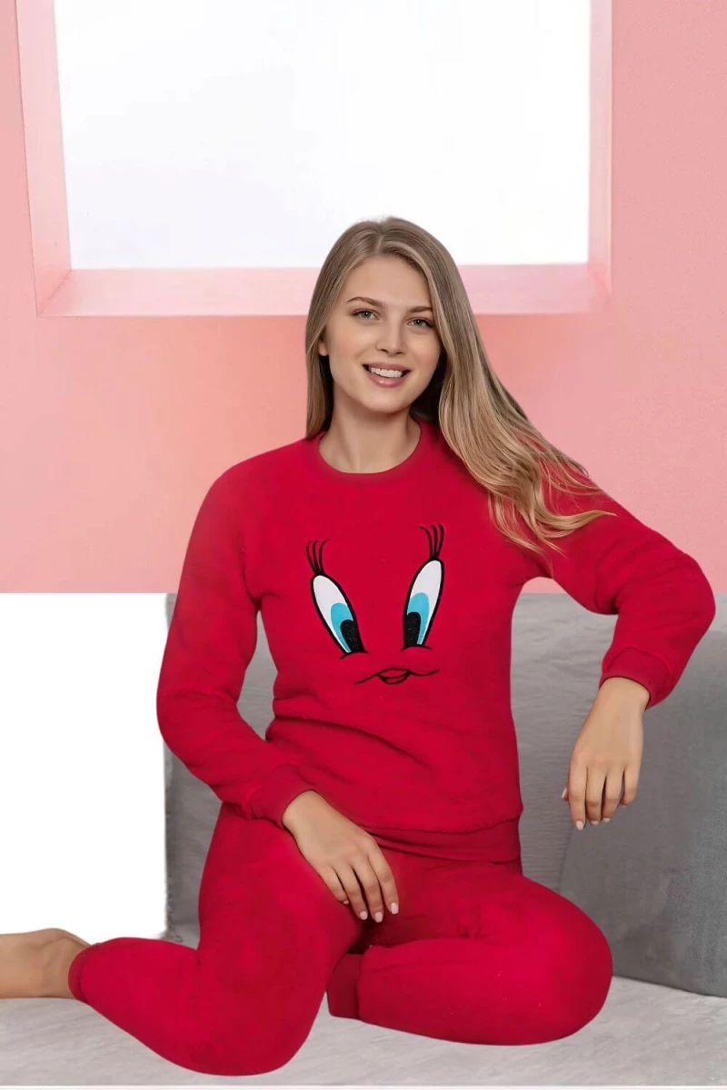 Πιτζάμα Γυναικεία Fleece W8170 - ΚΟΚΚΙΝΟ