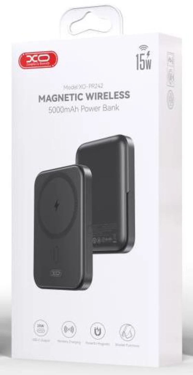 XO PR242 ΑΣΥΡΜΑΤΟ ΜΑΓΝΗΤΙΚΟ POWERBANK 15W   PD20W  5000mAh   ΜΑΥΡΟ