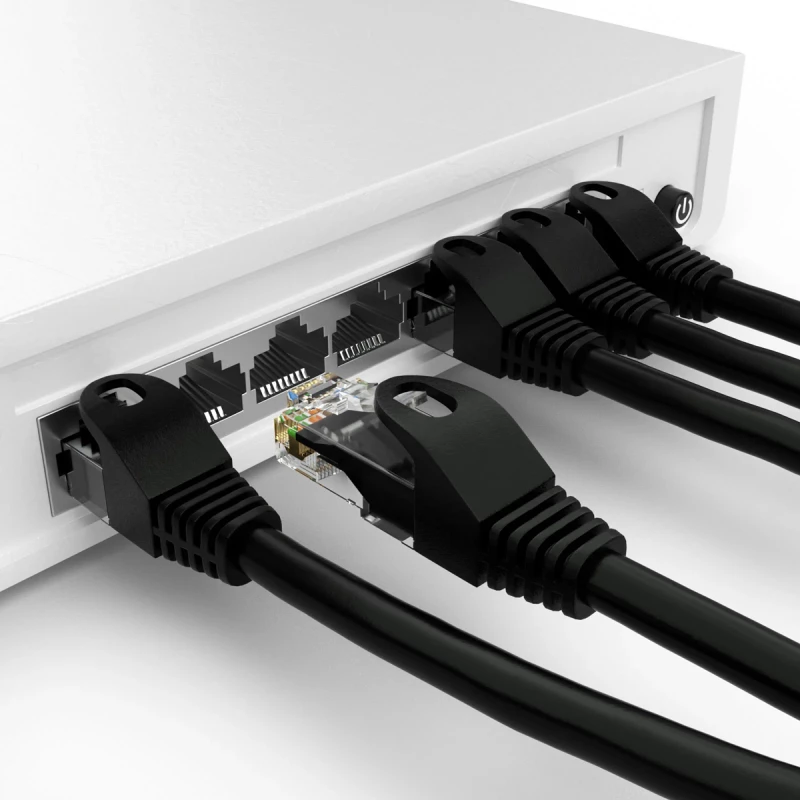 POWERTECH καλώδιο δικτύου CAB-N401-5  Cat 6 U/UTP  CCA  250Hz  0.25m  μαύρο  5τμχ