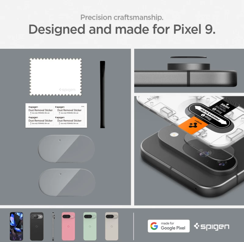 SPIGEN OPTIK.TR EZ FIT CAMERA PROTECTOR 2-PACK GOOGLE PIXEL 9 CRYSTAL CLEAR (AGL08443)