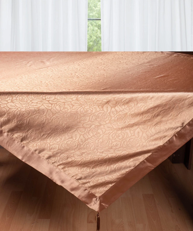 Σατέν τραπεζομάντηλο 2009 λουλούδι (160cm x 220cm) καφέ - -