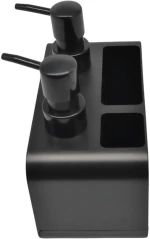 DISPENSER ΠΛΑΣΤΙΚΟ ΔΙΠΛΟ ΜΑΥΡΟ ΜΕ ΘΗΚΕΣ HANDS AND DISHES 17x9,3x16,7εκ.ANKOR