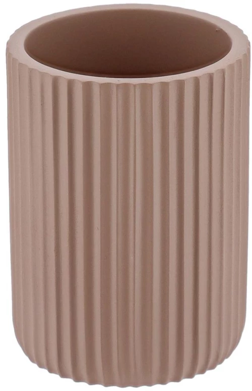 ποτήρι μπανιου polyresin ριγέ cappuccino 7x9.5cm