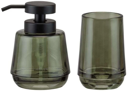 Mood green set δοχείο κρεμοσάπουνου 380 ml & ποτήρι οδοντόβουρτσας Sealskin
