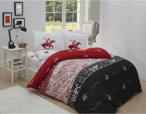 Σετ Μονή Παπλωματοθήκη με Μαξιλαροθήκη και Σεντόνι 160 x 220 cm Beverly Hills Polo Club 004 Χρώματος Κόκκινο  176BHP2104