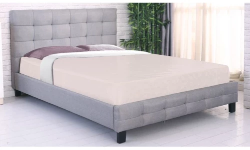 WOODWELL Ε8053,4FIDEL Κρεβάτι Διπλό για Στρώμα 160x200cm, Ύφασμα Γκρι 168x215x107cm Ε8053,4