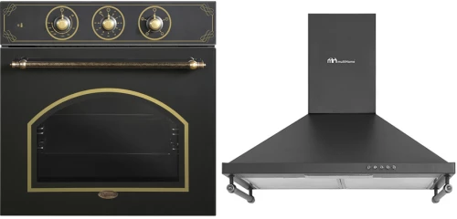 MULTIHOME ΣΕΤ ΦΟΥΡΝΟΣ ΗΛΕΚΤΡΙΚΟΣ B66-SF3 (MT) BLACK RETRO + ΑΠΟΡΡΟΦΗΤΗΡΑΣ ΚΑΜΙΝΑΔΑ MH-6652 RUSTIC BLACK MULTIHOME 999-002-89048