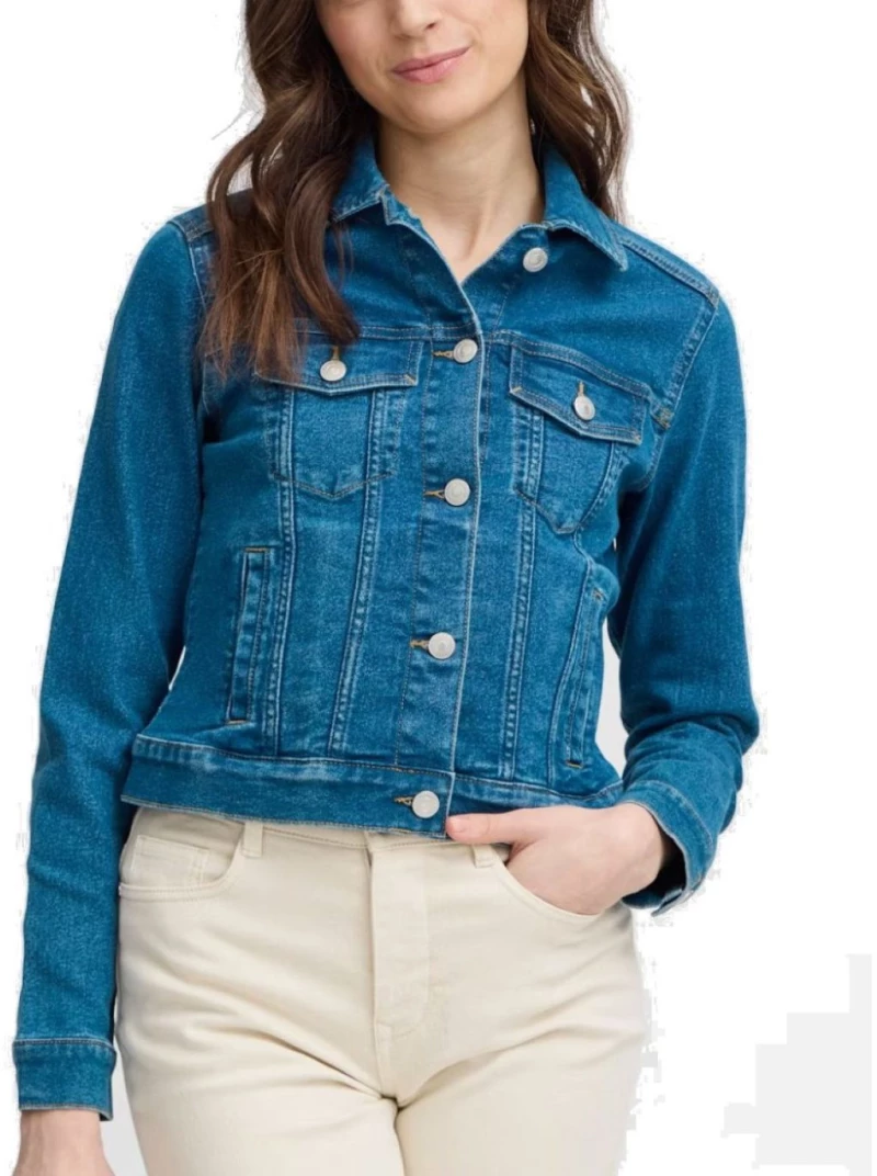 FRANSA Γυναικείο μπλε τζιν μπουφάν 20615240-200988 Mid Blue denim