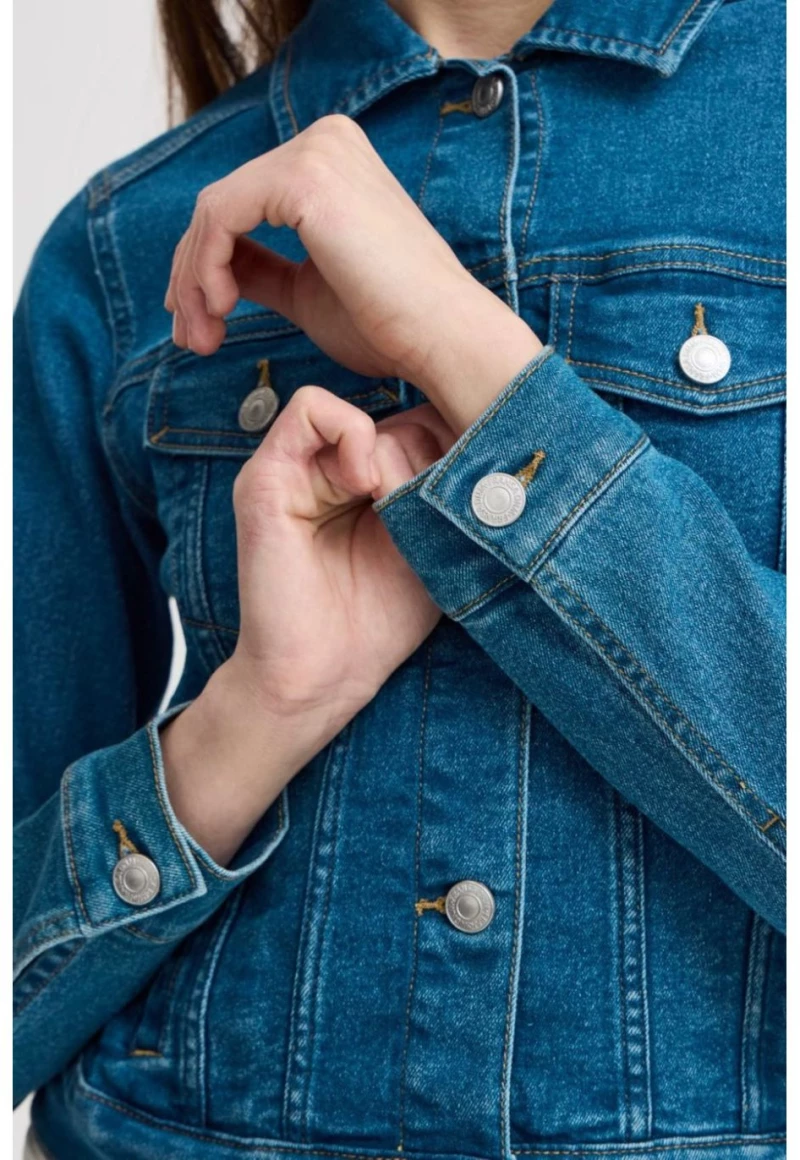 FRANSA Γυναικείο μπλε τζιν μπουφάν 20615240-200988 Mid Blue denim