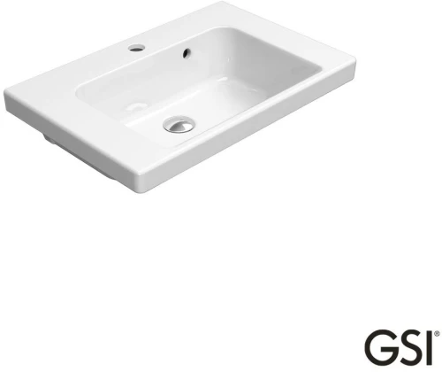 GSI Norm Κρεμαστός / Ένθετος Νιπτήρας Πορσελάνης Χωρίς Οπή Μπαταρίας 60x40εκ White