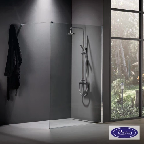 Devon Iwis Walk-in Διαχωριστικό Κρύσταλλο Ντουζιέρας με βραχίονα στήριξης 67-69εκ ύψος 220εκ Chrome