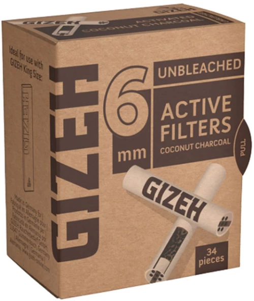 Φίλτρο Gizeh Extra Slim 34 Ενεργού Ανθρακα 6mm - Ακατέργαστο