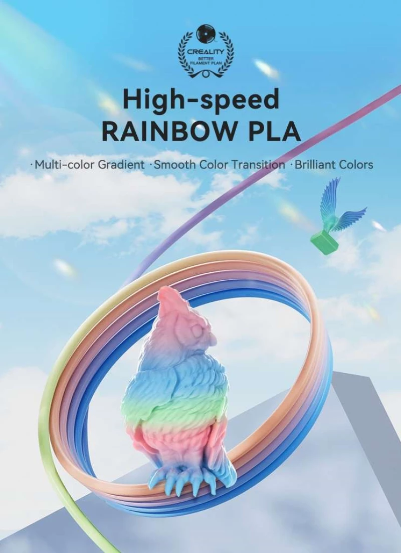 Creality Hyper PLA  Rainbow Wild Blossom Short Grad.- Fast Printing Filament with CFS tag 1kg 1.75