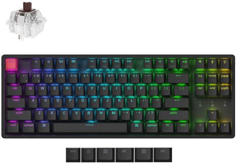 Keychron K8 V2 (K8X-C3) QMK Wireless Mechanical Keyboard Brown Switch RGB 80% US Lay Aluminum Frame